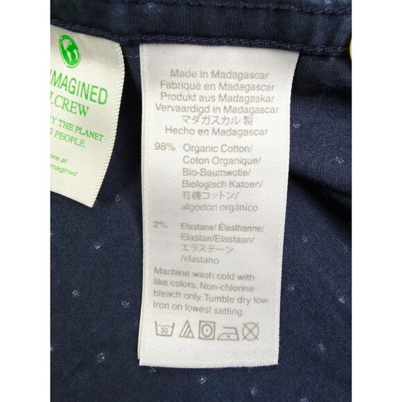 J. Crew Slim Untucked Stretch Size Large Mens Navy White Polka Dot Button Down - Picture 6 of 10